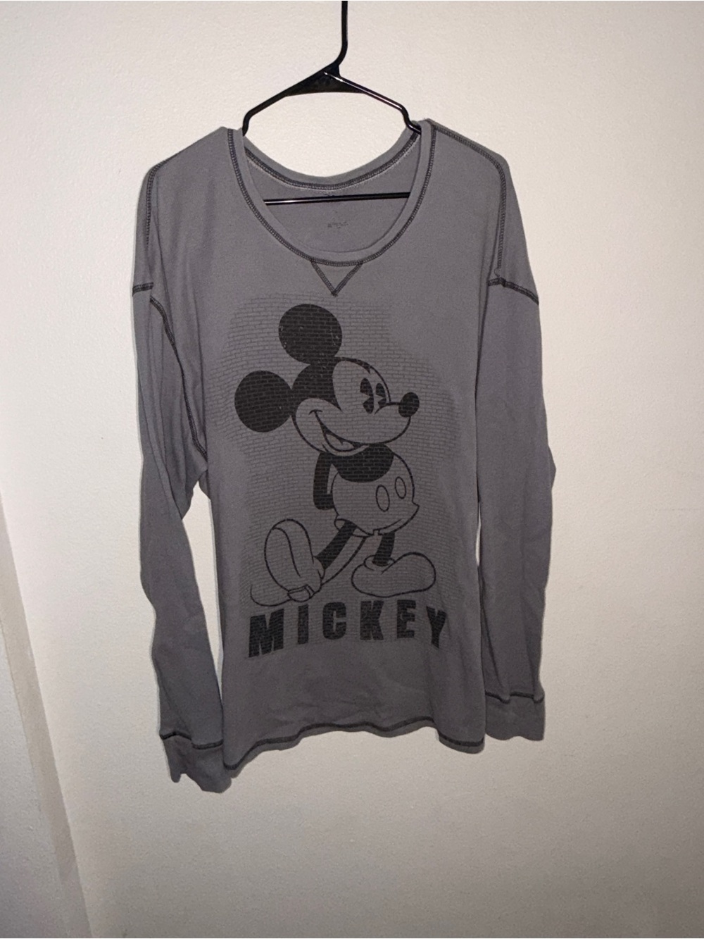 Disney Light Gray Thermal Crewneck Top
